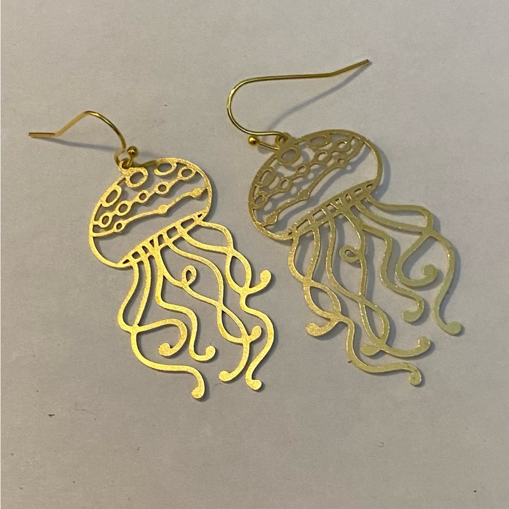 NEW Brass Jellyfish charm earrings